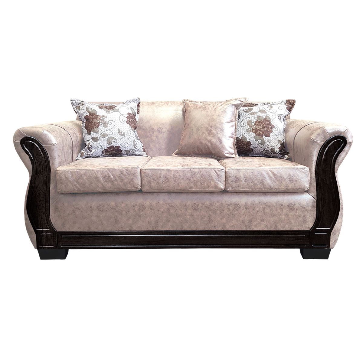 AMERICA DECORA - Sofá Con Resorte Estructural 3 Cuerpos Lisbon Envejecido Beige