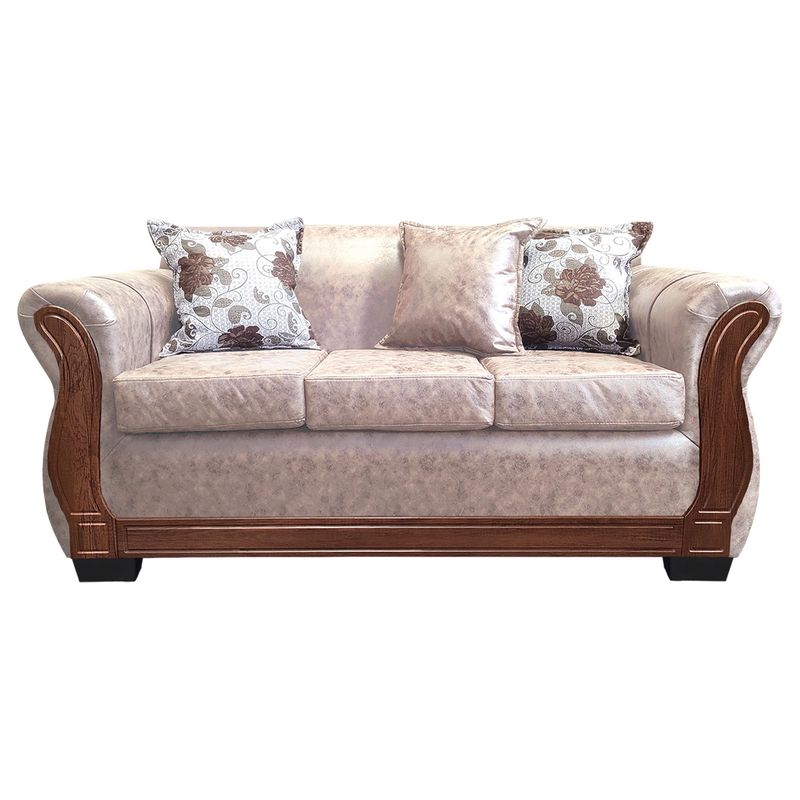 AMERICA DECORA - Sofá Con Resorte Estructural 3 Personas Lisbon Envejecido Beige X
