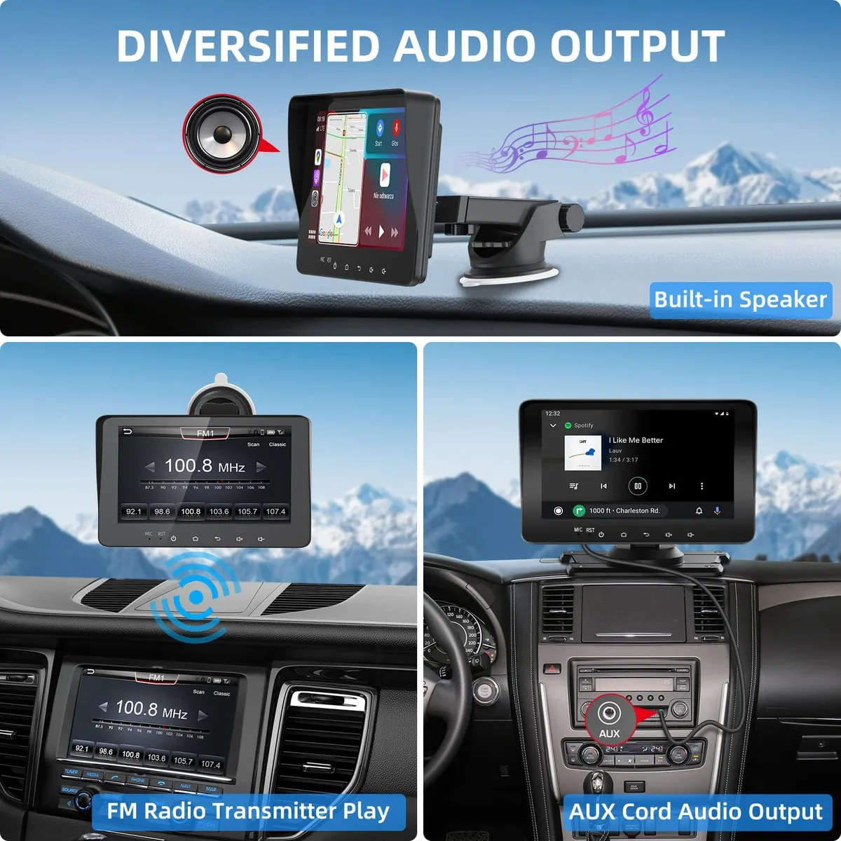 GENERICO - Pantalla Portátil Apple Carplay  Android Auto Inalámbrico