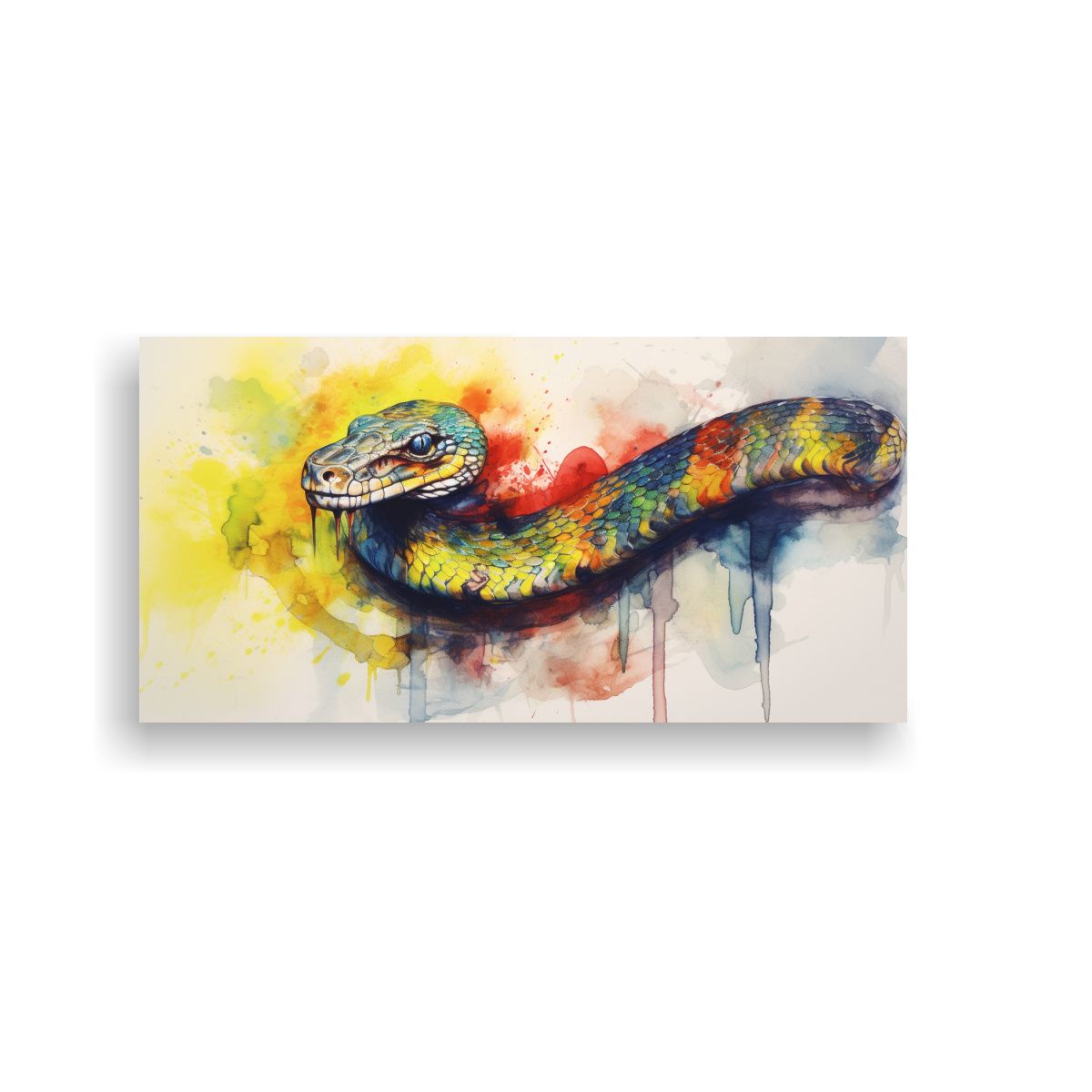 GENERICO - Pintura Surrealista De Cobra En Acuarelas 120x60 Cm.