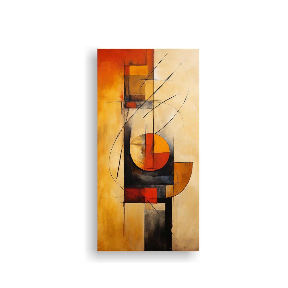 GENERICO - Cuadro Abstracto Mostaza Para Decoración De 70x140 Cm