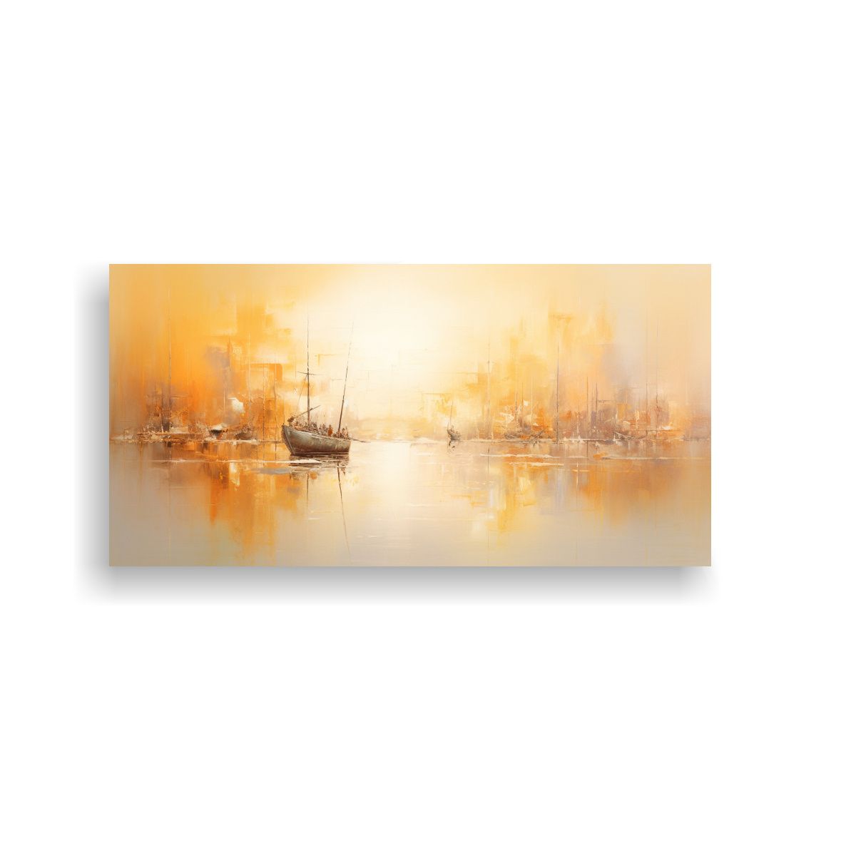 GENERICO - Pintura Decorativa Abstracta De Un Puerto Animado 120x60 Cm.