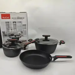 GENERICO - Juego de Ollas Antiadherentes 3 Piezas