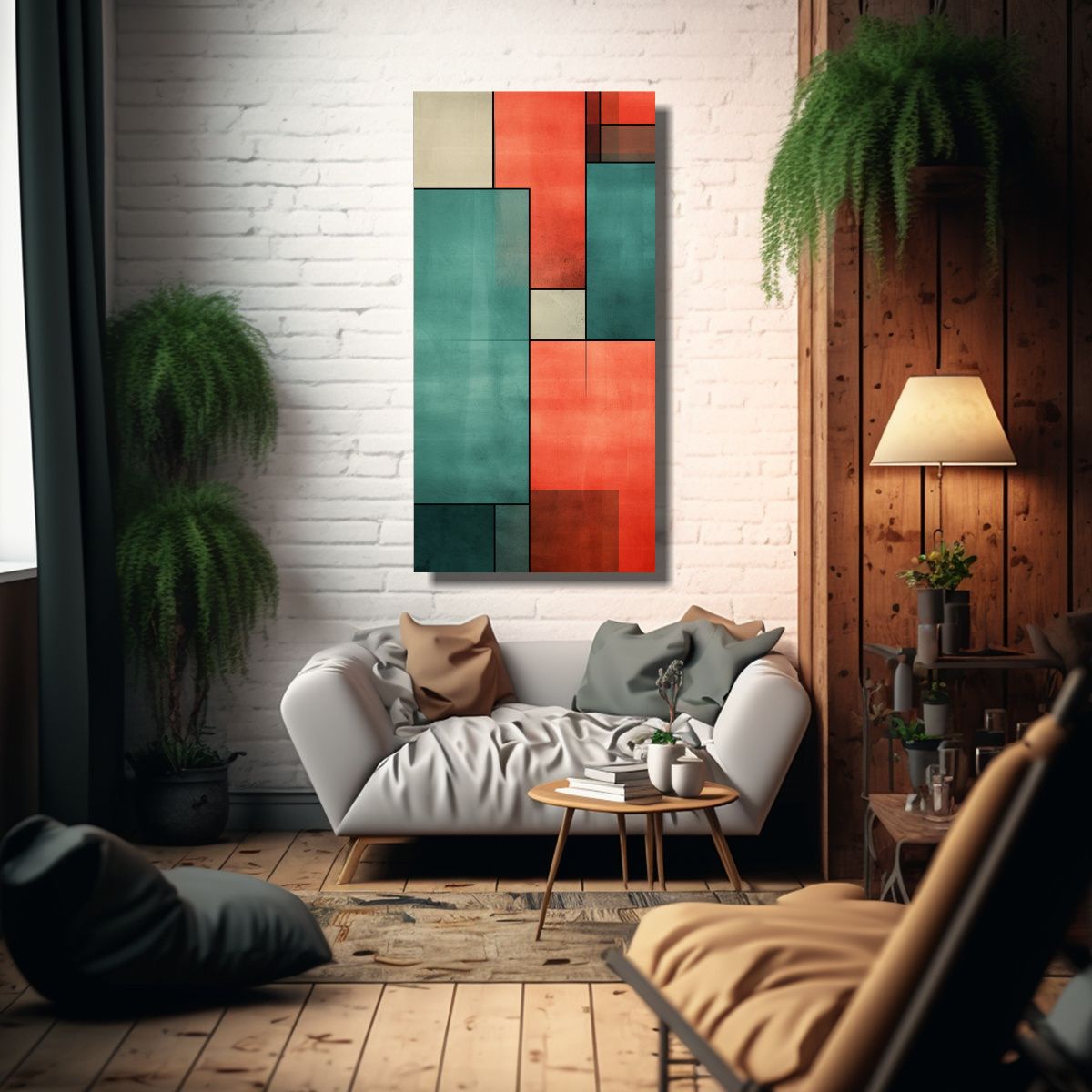 GENERICO - Pintura Decorativa De Abstracción Geométrica En 70x140 Cm