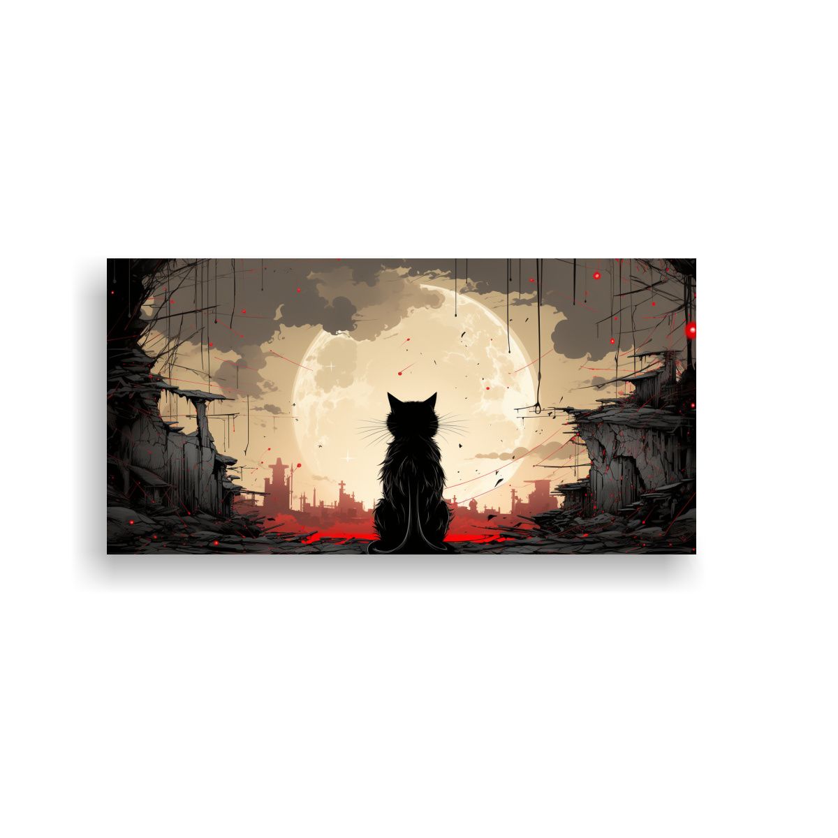 GENERICO - Pinturas Abstractas De Gatos Minimalistas En Tela 140x70 Cm