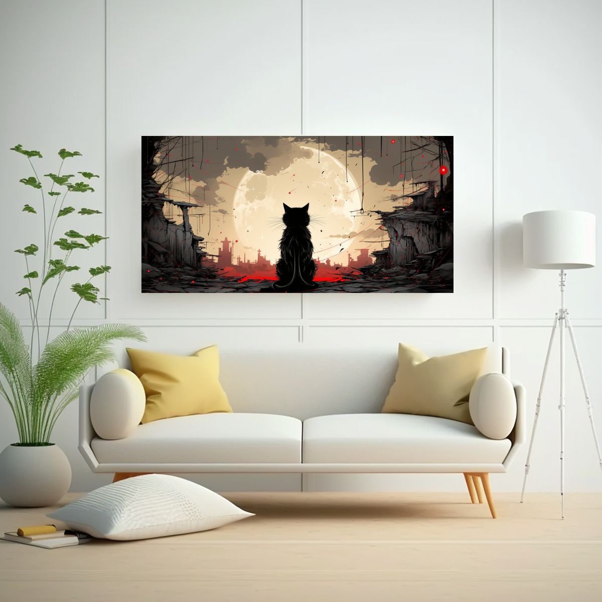 GENERICO - Pinturas Abstractas De Gatos Minimalistas En Tela 140x70 Cm