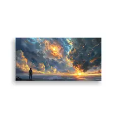 GENERICO - Cuadro Abstracto Cielo Exuberante Soplando Mundo 140x70 Cm