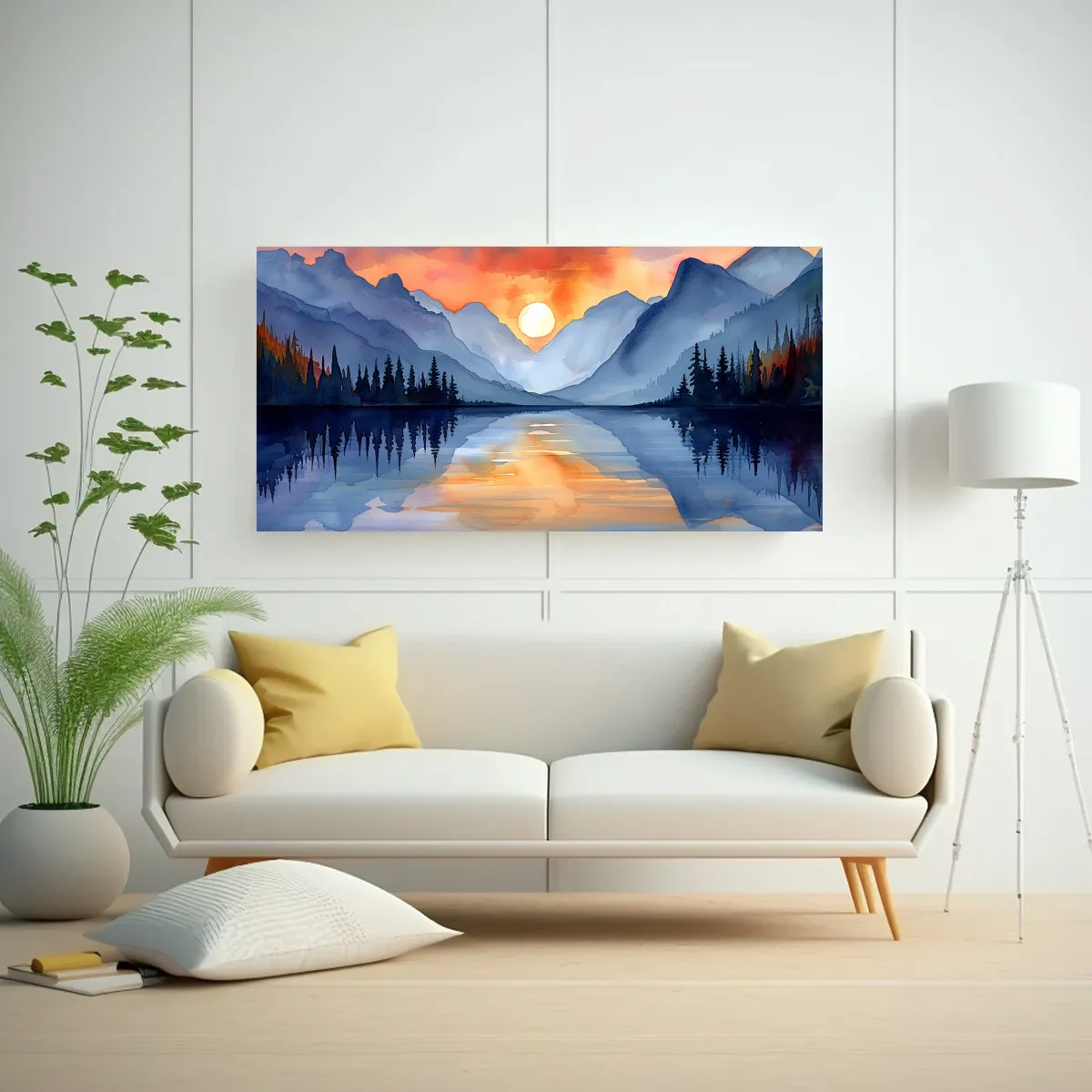 GENERICO - Pintura En Bastidor Moderna Salón 55116 Lago 120x60 Cm.