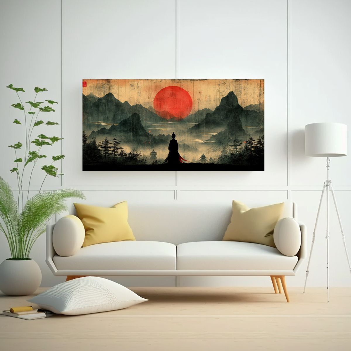 GENERICO - Pintura Decorativa De Mujer China Y Montañas Al 120x60 Cm