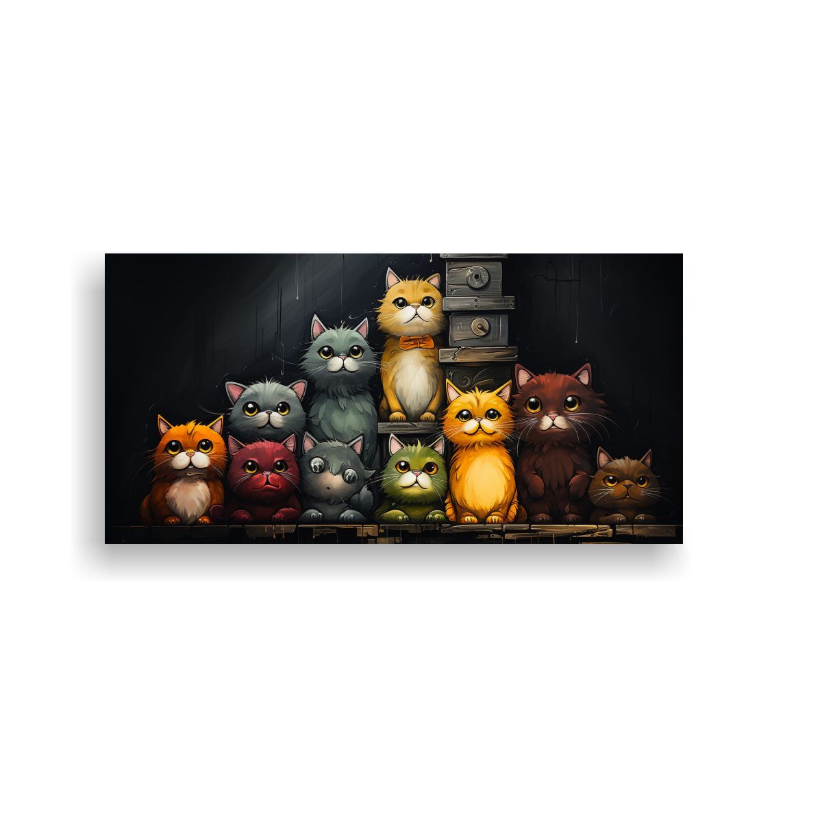 GENERICO - Pinturas Decorativas De Gatos En Stack Mirando 120x60 Cm