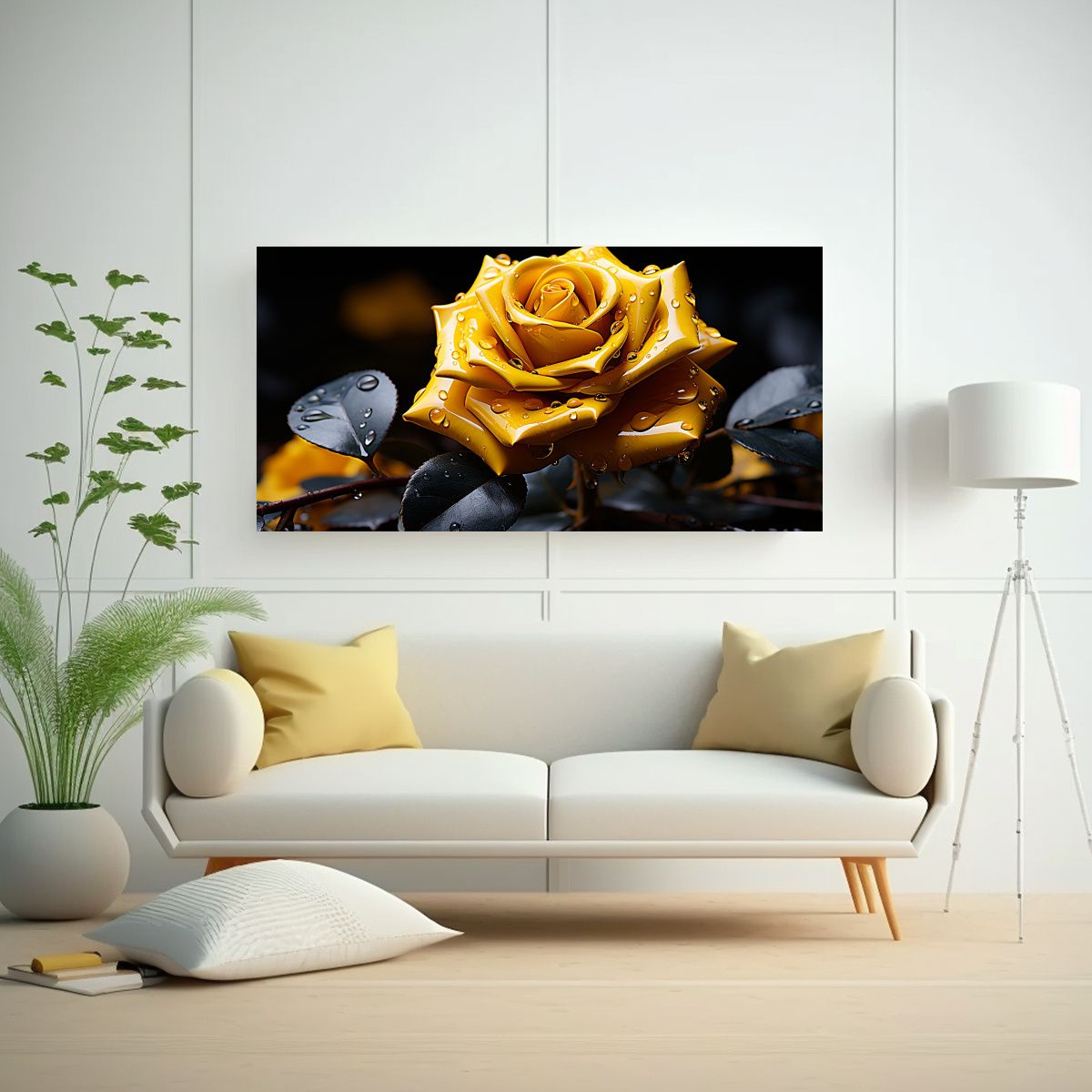 GENERICO - Cuadro Imagen Baño Pop Art Rosa Amarilla 120x60 Cm