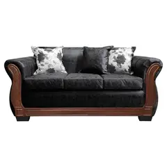 AMERICA DECORA - Sofá Con Resorte Estructural 3 Cuerpos Lisbon Envejecido Negro X