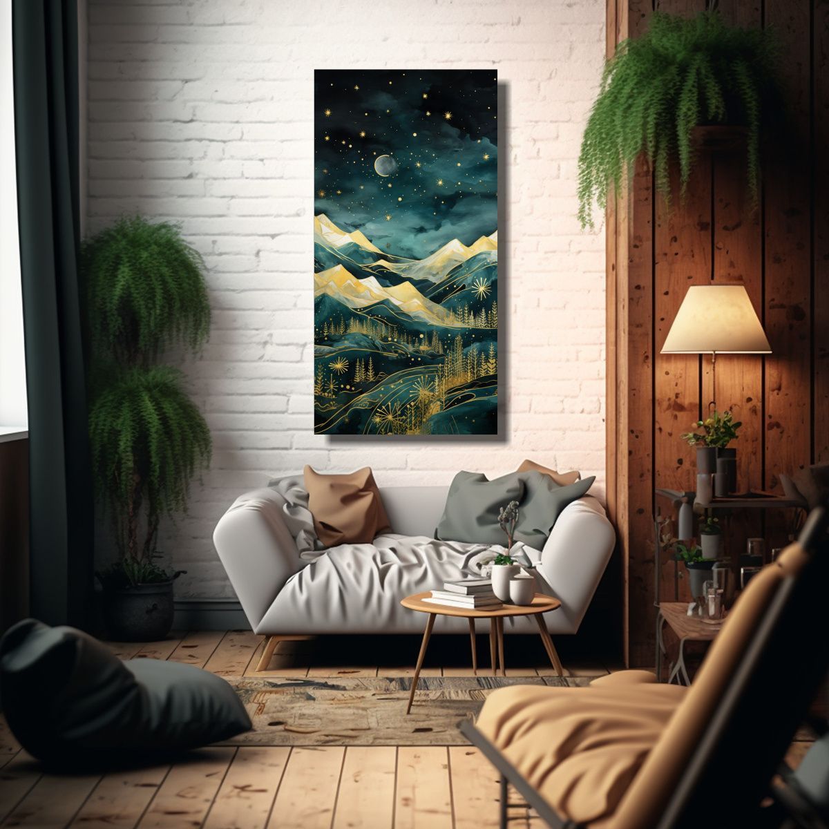 GENERICO - Tela En Bastidor Moderno Paisaje De Montaña Con 70x140 Cm
