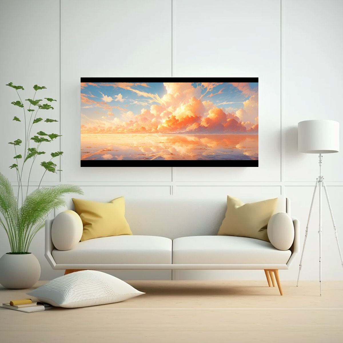 GENERICO - Cuadro Abstracto Dormitorio Mar Y Cielo En Tonos 120x60 Cm.