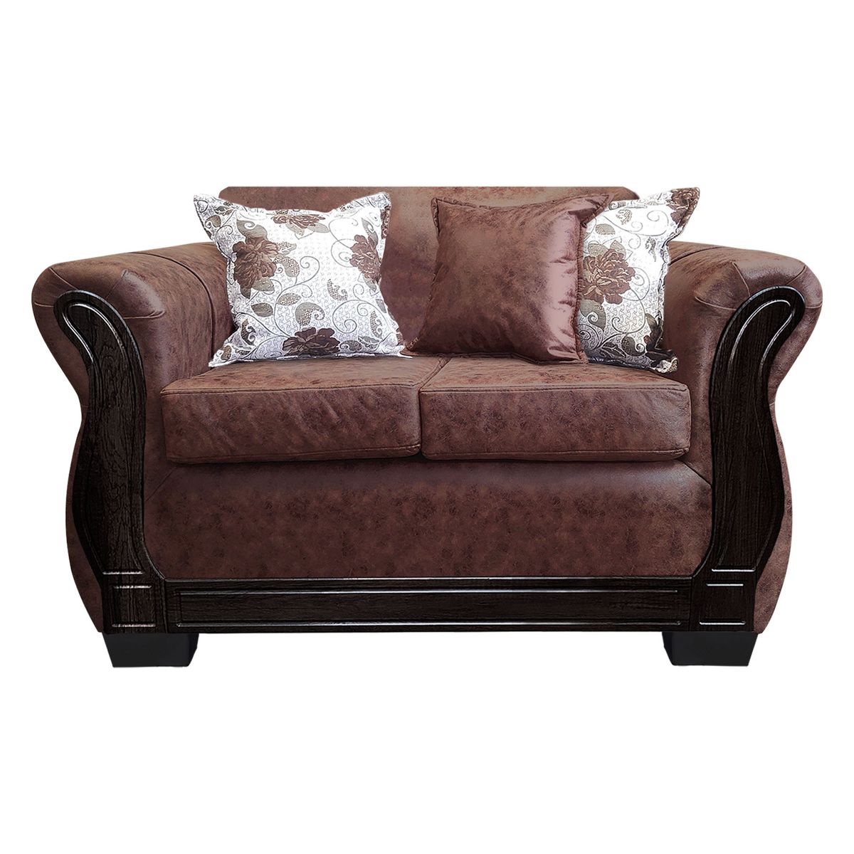 AMERICA DECORA - Sofá Con Resorte Estructural 2 Cuerpos Lisbon Envejecido Café Oscuro