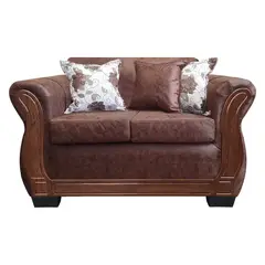 AMERICA DECORA - Sofá Con Resorte Estructural 2 Cuerpos Lisbon Envejecido Café Oscuro X