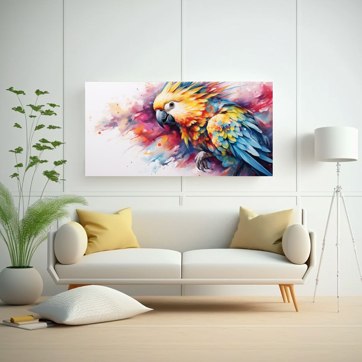 GENERICO - Pintura Equilibrio Colorido Cacatúa Acuarela 21 120x60 Cm