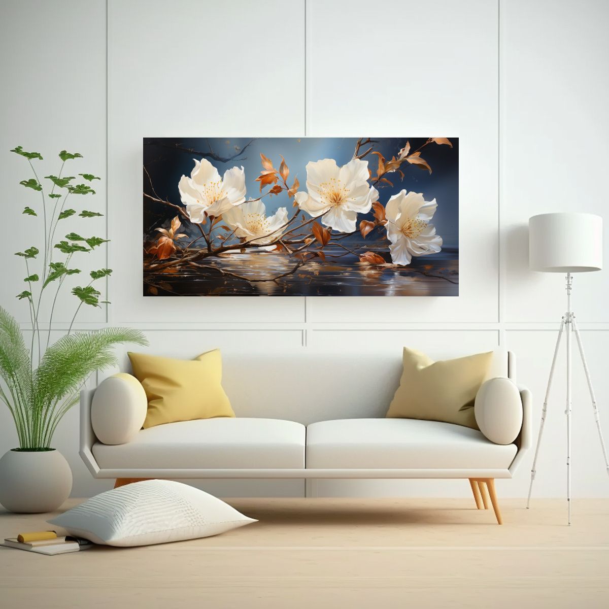 GENERICO - Tela En Bastidor Dibujo Exposición Flores En 140x70 Cm