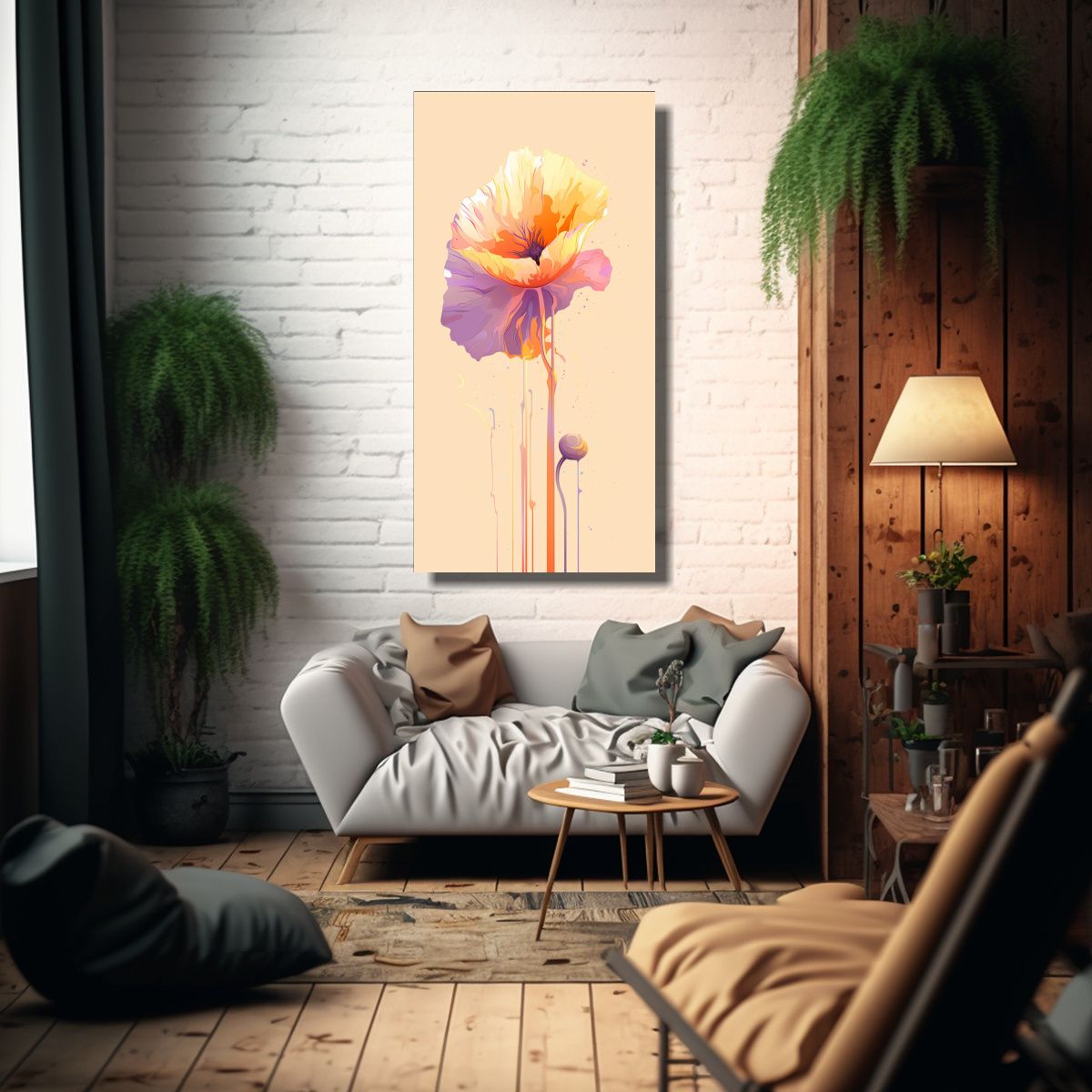 GENERICO - Ilustración De Amapola Naranja Elegante En 70x140 Cm