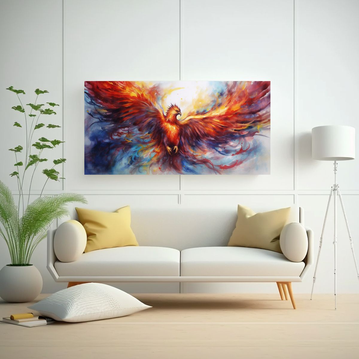 GENERICO - Lienzo Imagen Vitalidad Fénix Acuarela Colorida 120x60 Cm