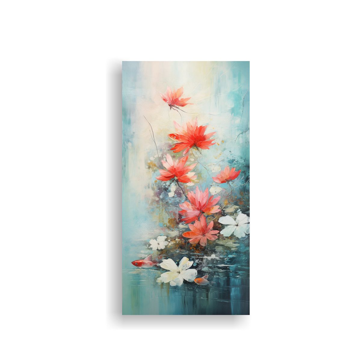GENERICO - Cuadro Acuarela Con Lirios De Agua Flotando Y Dos 70x140 Cm