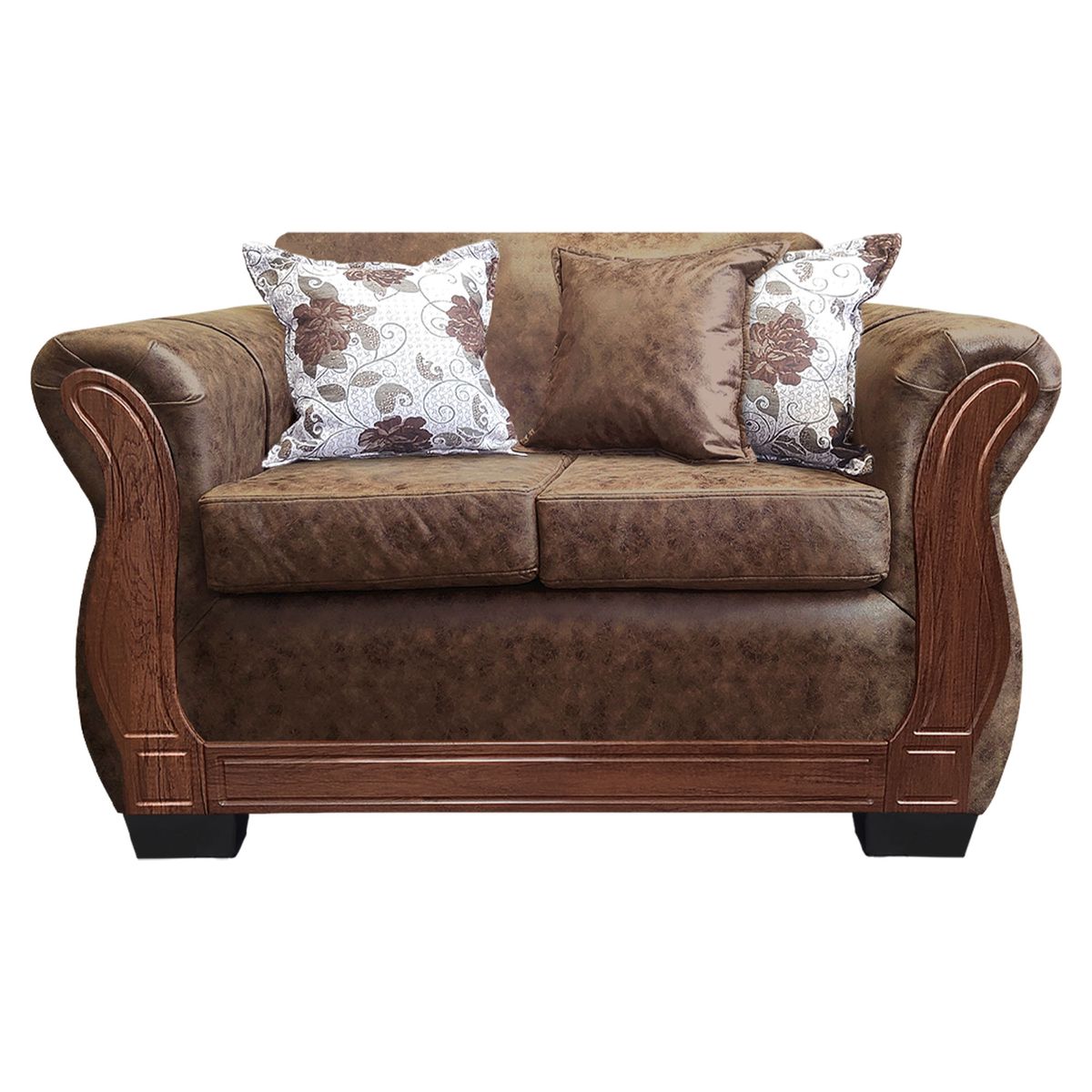 AMERICA DECORA - Sofá Con Resorte Estructural 2 Cuerpos Lisbon Envejecido Café Claro X