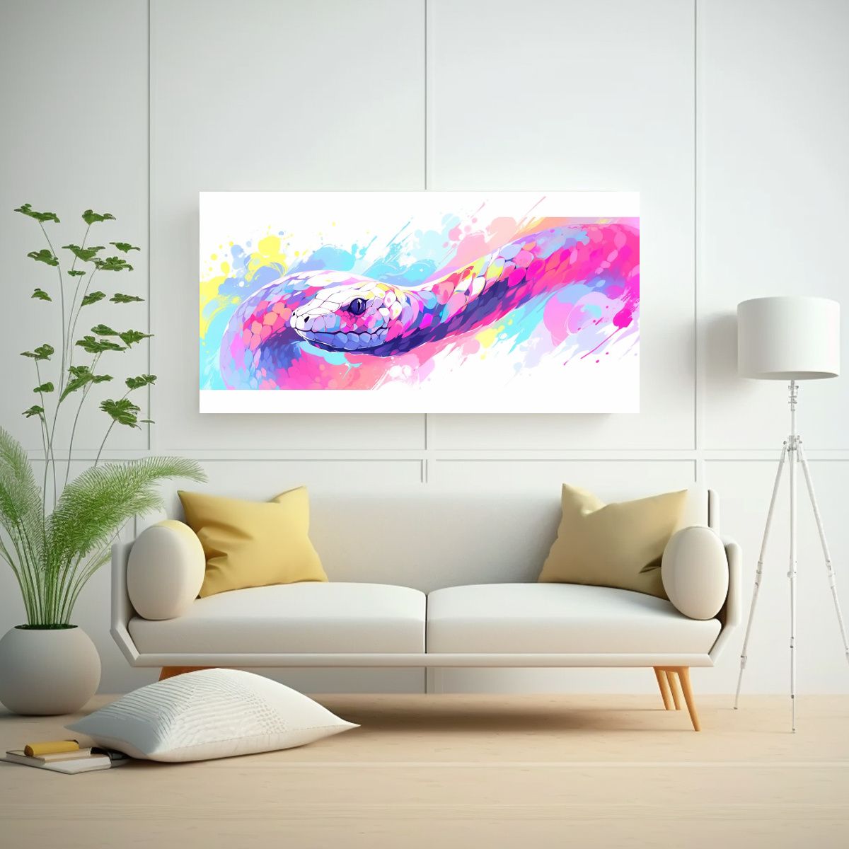 GENERICO - Lienzo Juvenil Moderno De Un Pitón En Colores 140x70 Cm