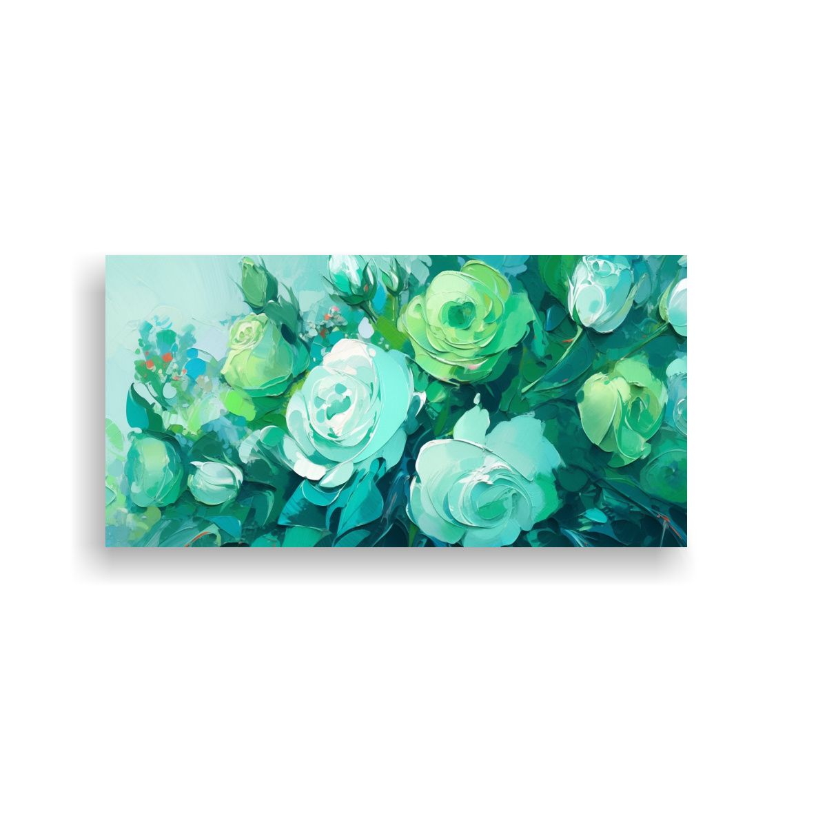 GENERICO - Pintura En Lienzo De Flores En Colores Verde Y 140x70 Cm.