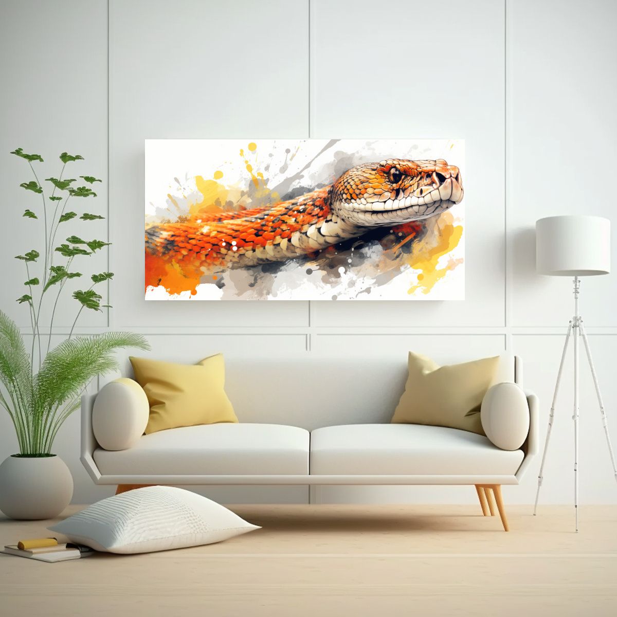 GENERICO - Cuadro Juvenil Serpiente En Acuarelas Y Colores 120x60 Cm.