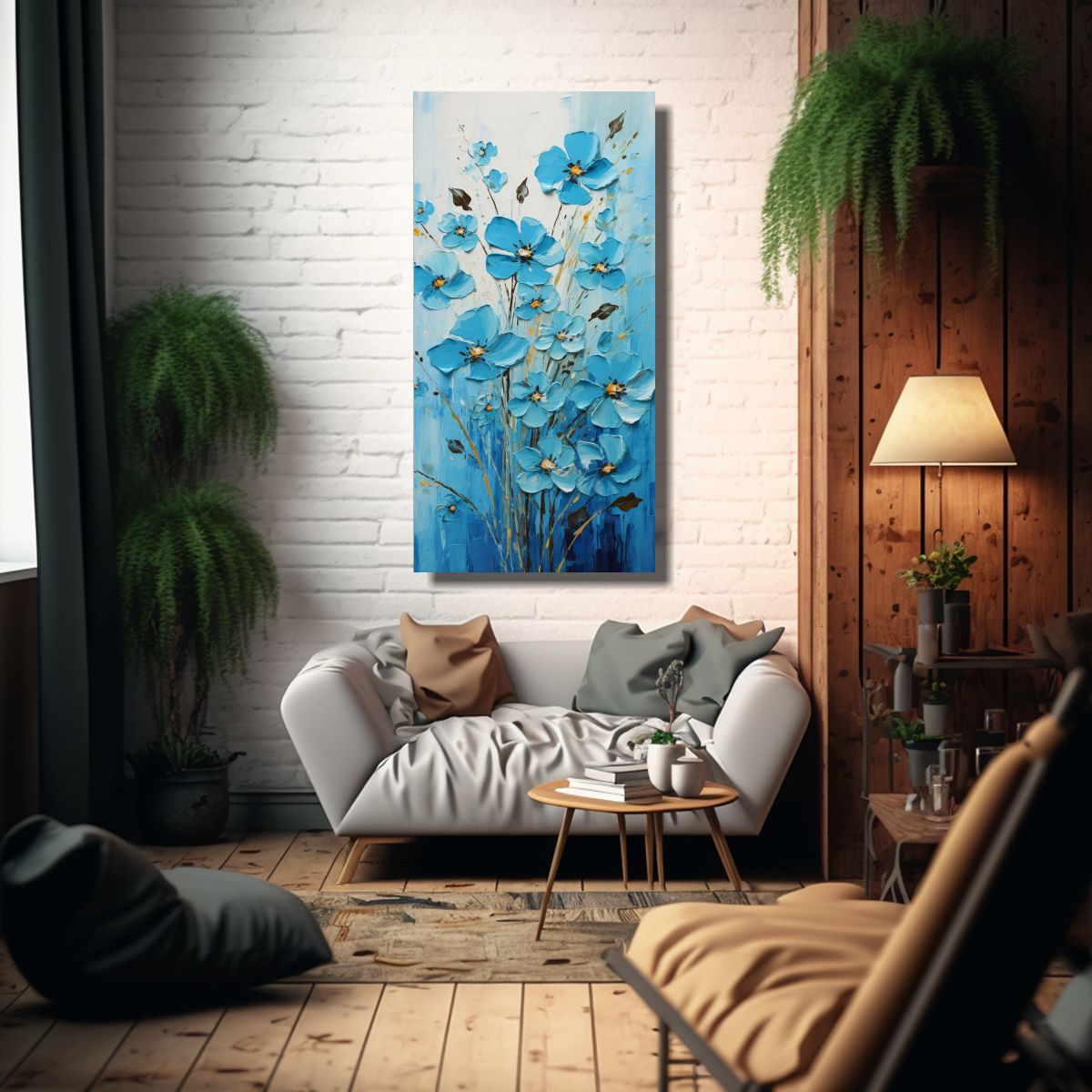 GENERICO - Cuadro En Lienzo Con Elegante Forma De Flores En 70x140 Cm