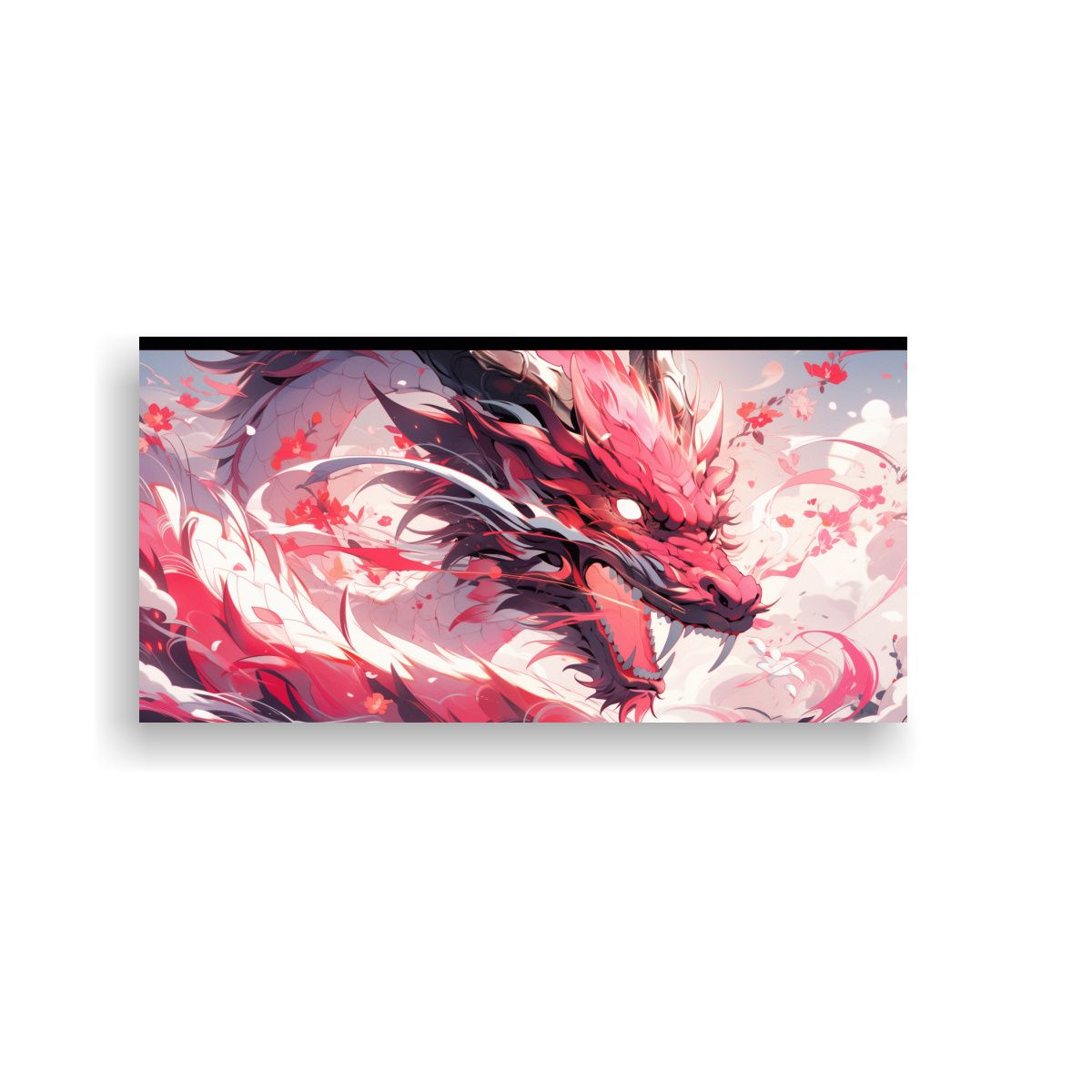 GENERICO - Cuadro Vanguardia Dragón En Rojo Y Rosa 140x70 Cm