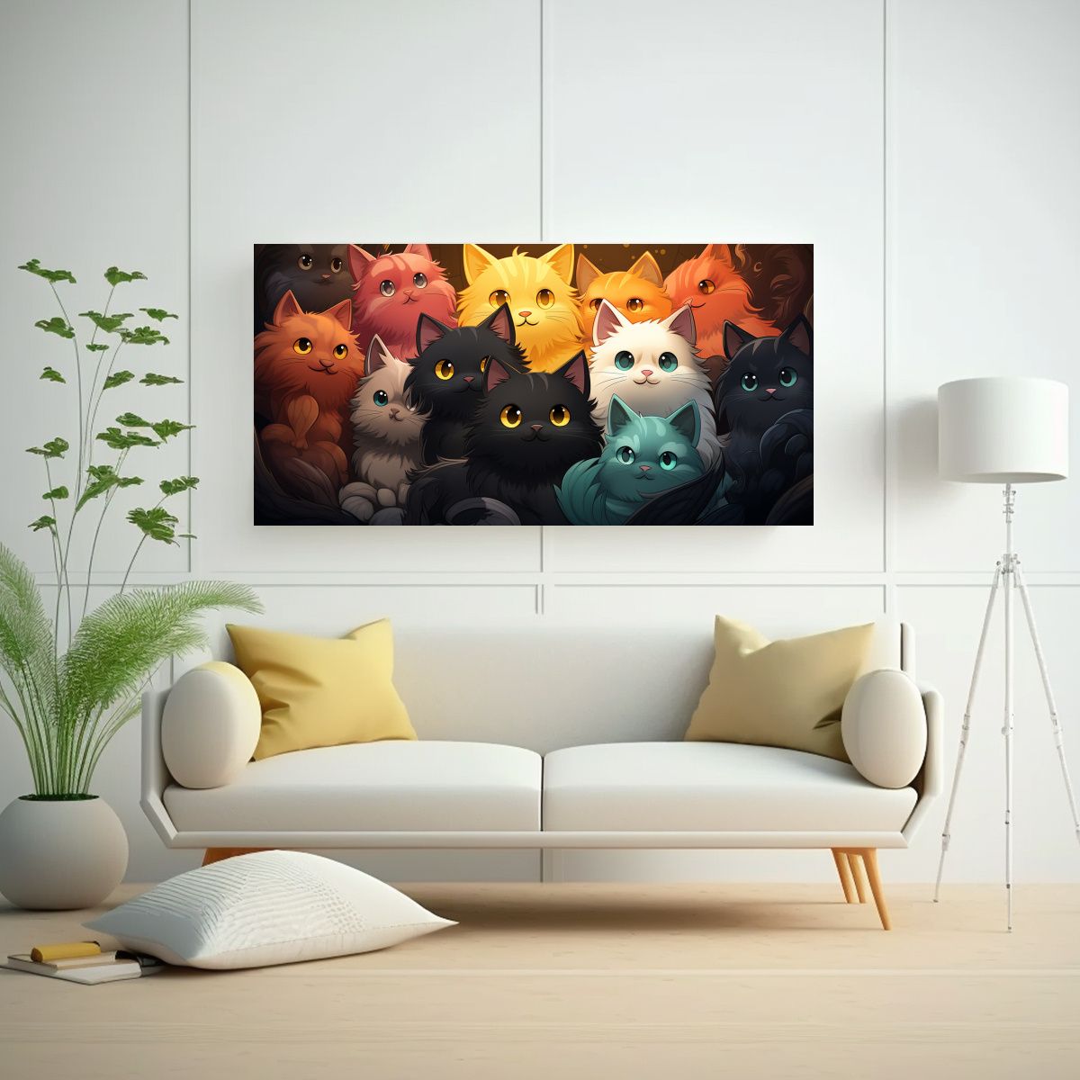 GENERICO - Pegatina De Multitud De Gatos Felices Y Locos En 120x60 Cm