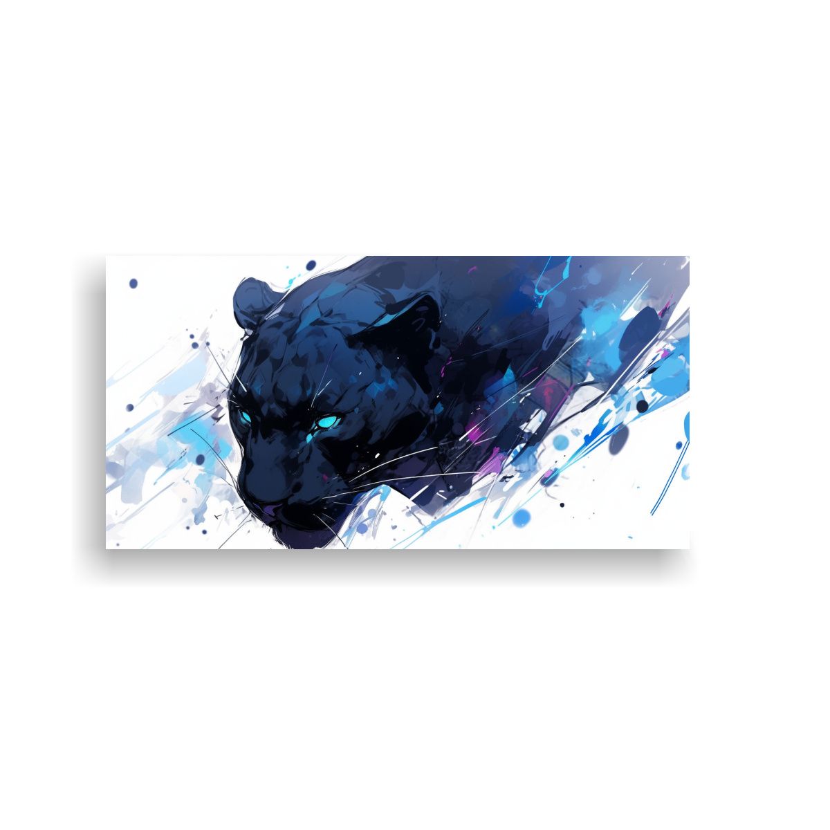 GENERICO - Arte De Pared Panther En Colores Negro Y Azul 140x70 Cm.