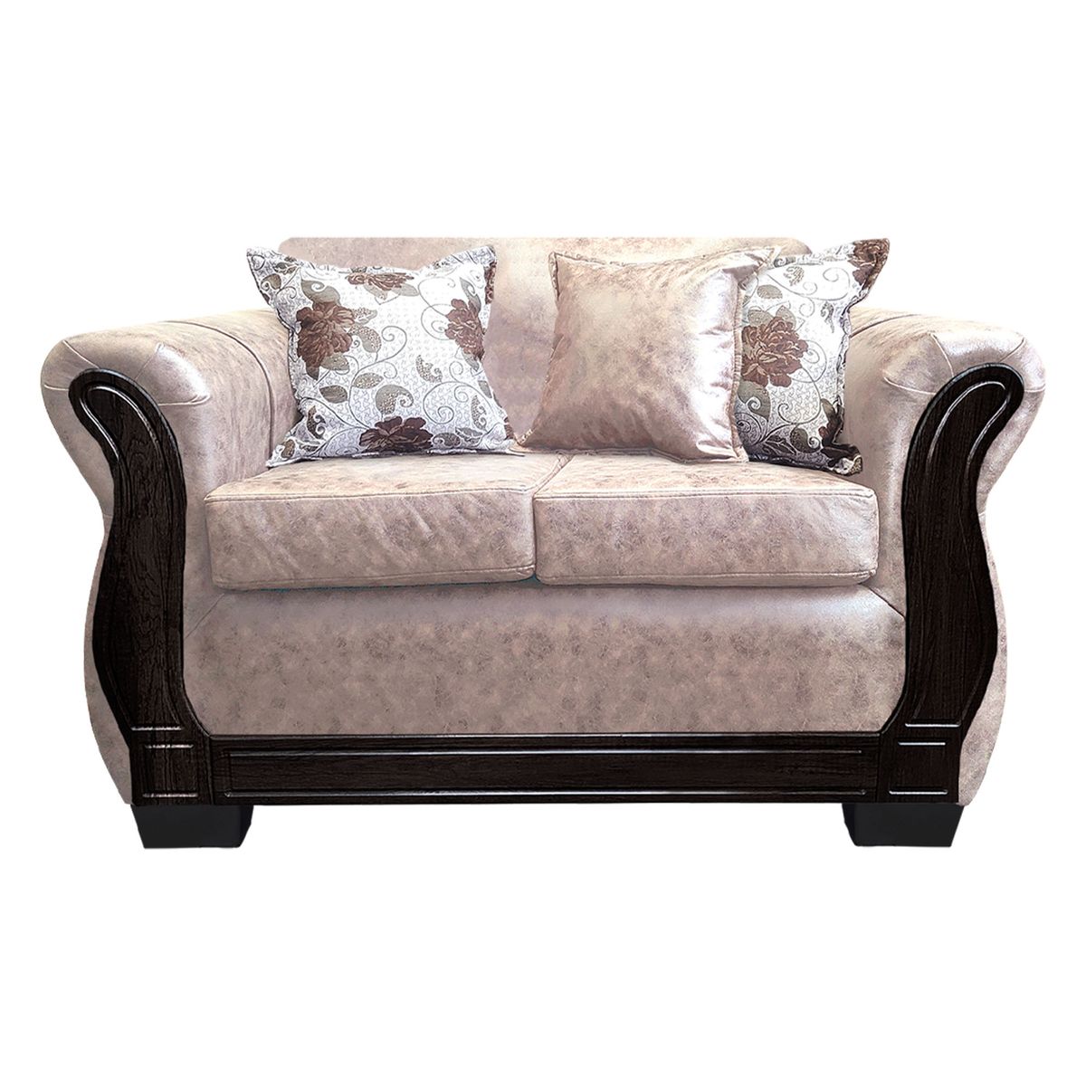 AMERICA DECORA - Sofá Con Resorte Estructural 2 Cuerpos Lisbon Envejecido Beige