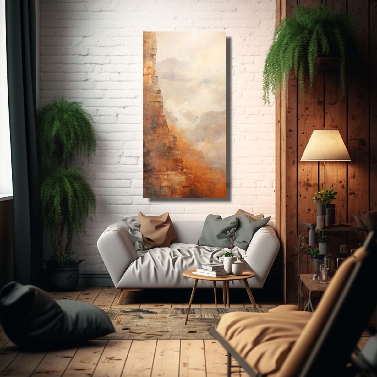 GENERICO - Cuadros Decorativos Con Tonos Terrosos Y Texturas 70x140 Cm