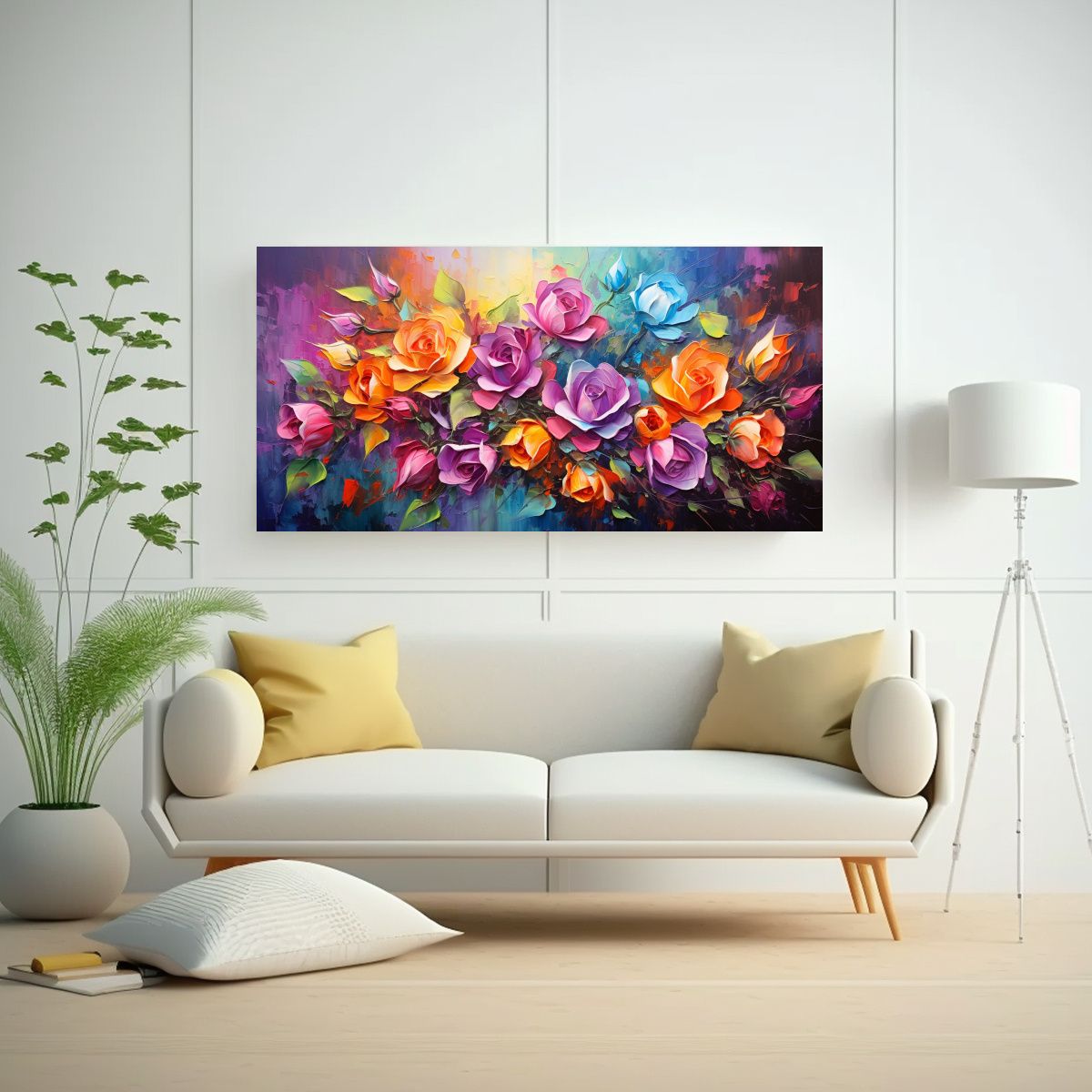 GENERICO - Cuadro De Fotografía De Rosas En Colores Del 140x70 Cm