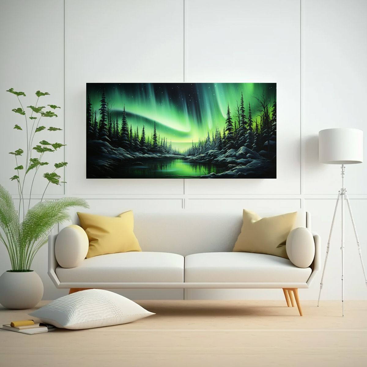 GENERICO - Cuadro Impreso Abstracción Aurora Boreal En 120x60 Cm