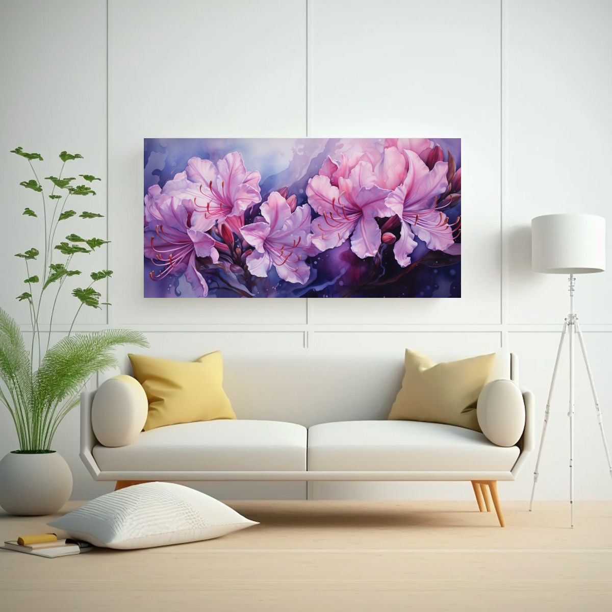 GENERICO - Lienzo De Tela Abstracto Con Flores De 120x60 Cm.