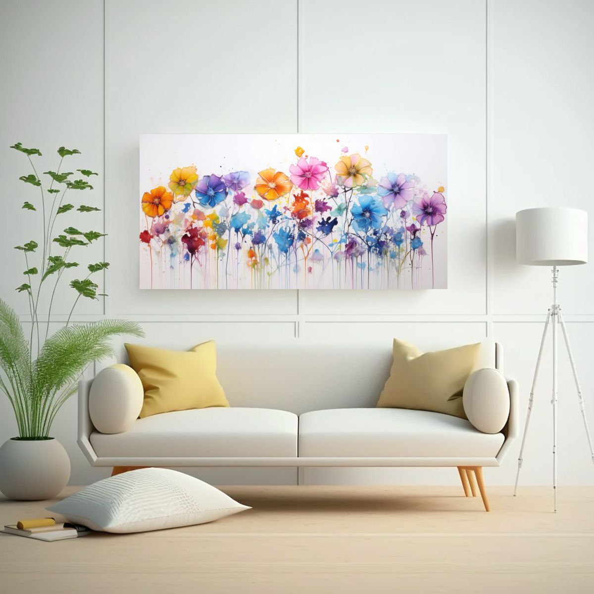 GENERICO - Cuadro Acrílico Blanco Con Composición Intensa 140x70 Cm