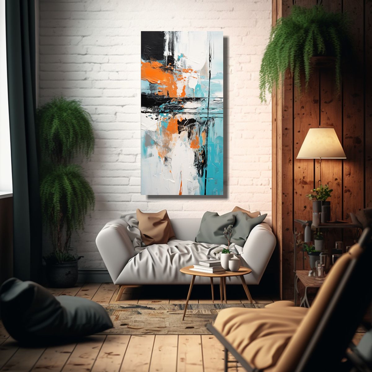 GENERICO - Arte Composición Estética Abstracta En óleo 70x140 Cm