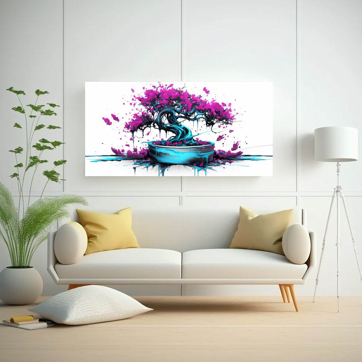 GENERICO - Cuadro Abstracto En Colores Fucsia Bonsái 120x60 Cm
