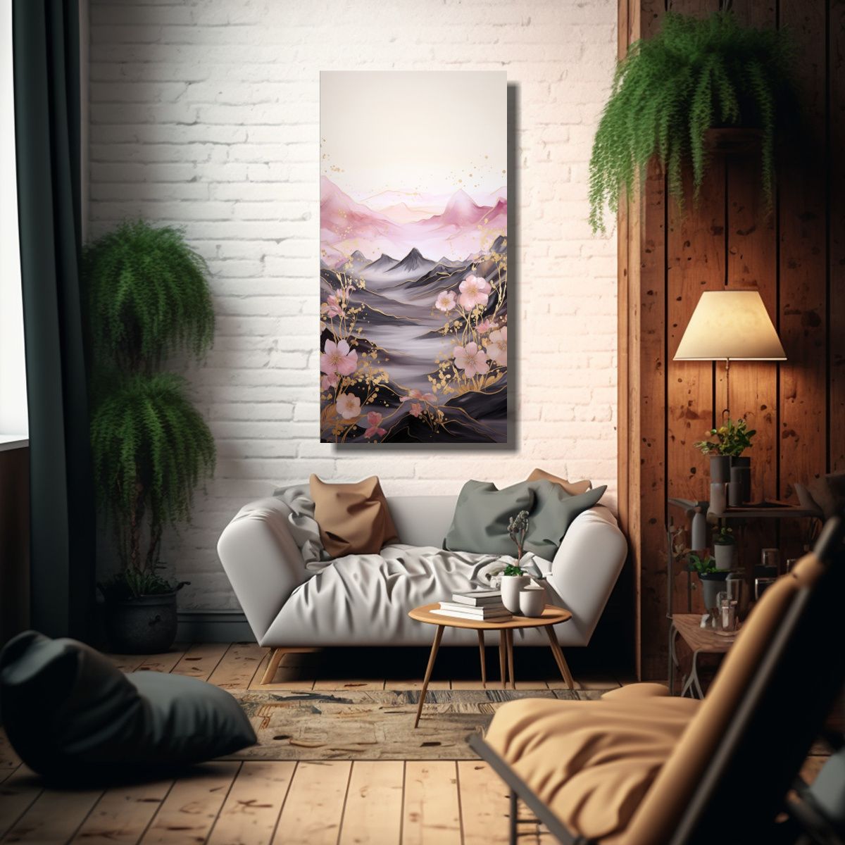 GENERICO - Cuadro Inspiración Interiores Paisaje Montañoso 70x140 Cm