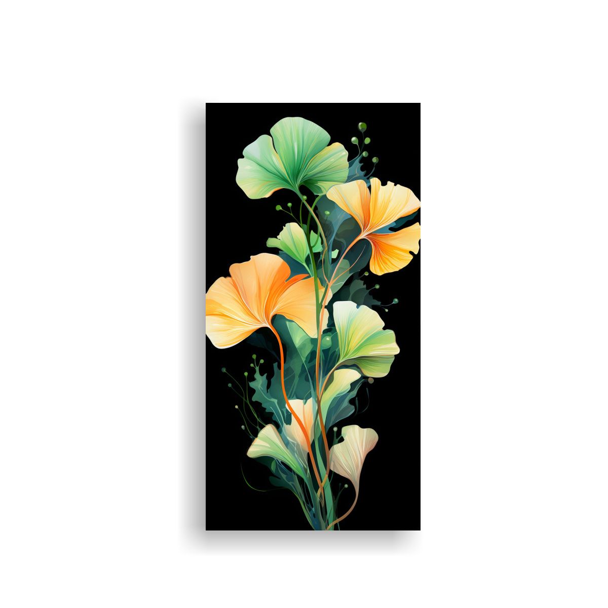 GENERICO - Cuadros Decorativos De Ginkgo Leaves En Verde Y 70x140 Cm