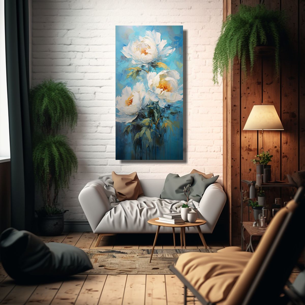 GENERICO - Cuadro Lienzo Inspirador Escenario Con Peonías 70x140 Cm