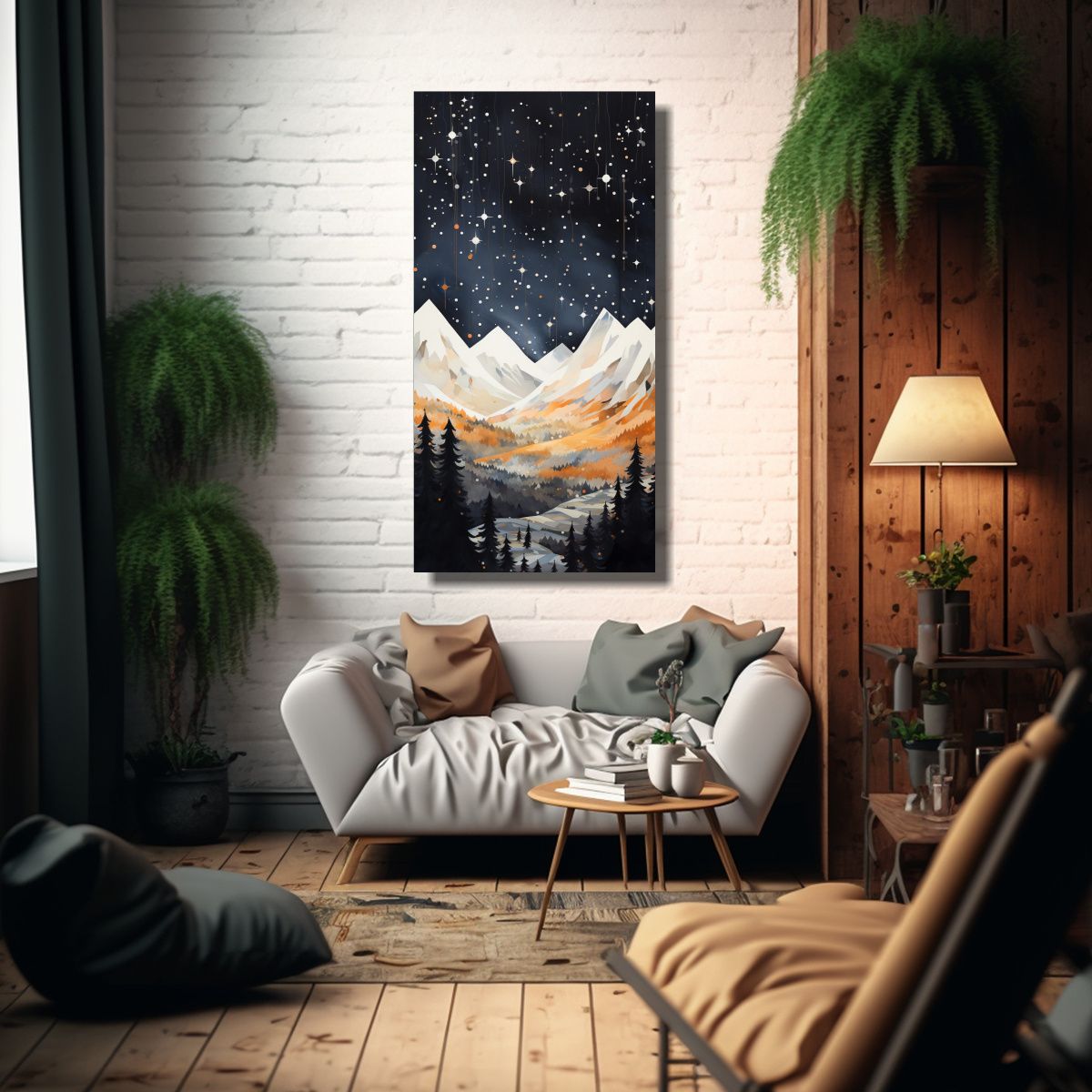 GENERICO - Cuadro Moderno Paisaje De Montaña Con Estilo 70x140 Cm