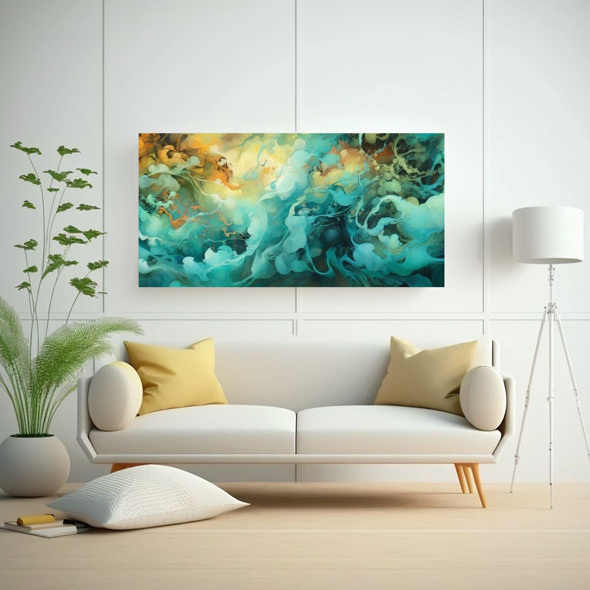 GENERICO - Pinturas Abstractas Orgánicas En Tonos De Verde 120x60 Cm