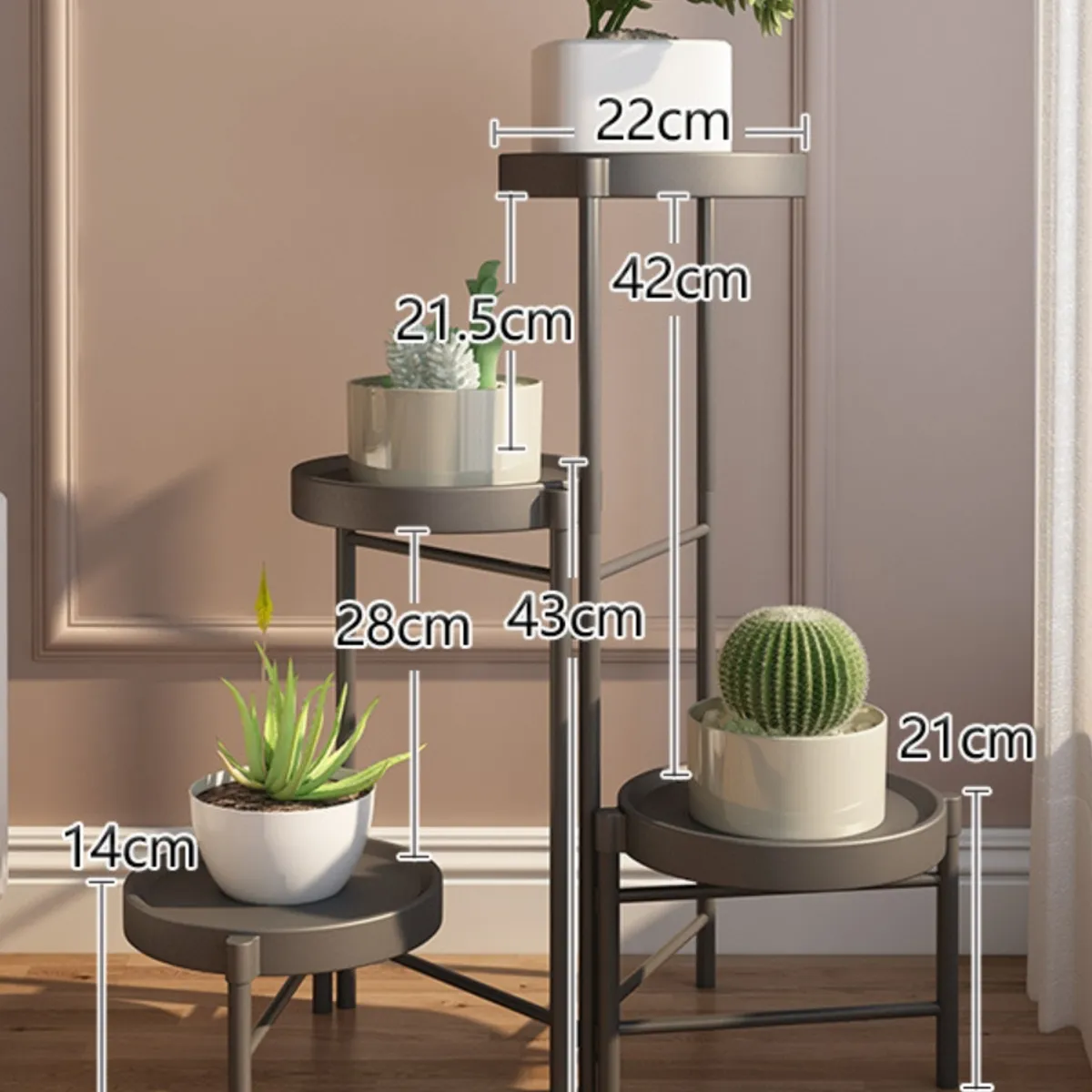 KINDA NICE - Set Organizador 4 Pedestal Porta Macetero Desmontable Metal