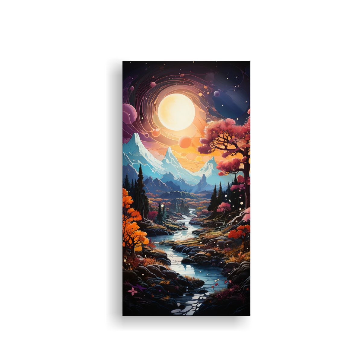 GENERICO - Cuadro Estrellado De Arte Fotográfico Con Luna Y 70x140 Cm