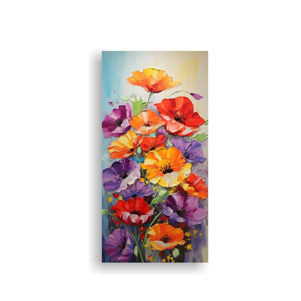 GENERICO - Lienzo Acuarela Esquema De Amapolas En Colores 70x140 Cm