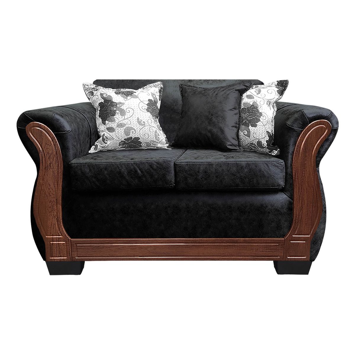 AMERICA DECORA - Sofá Con Resorte Estructural 2 Cuerpos Lisbon Envejecido Negro X.